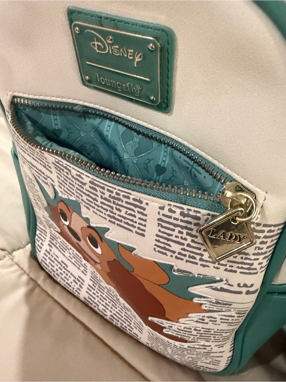 Disney Teal & Cream Lady Graphic Mini Backpack - Picture 2 of 15